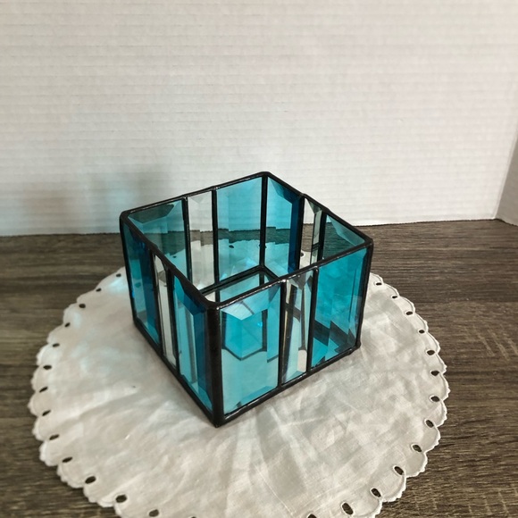 Handmade Other - Handmade Teal Stained Glass Square Candle Holder